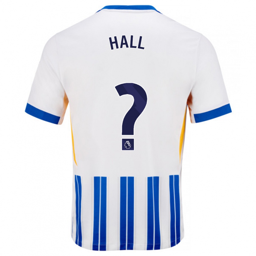 Niño Camiseta Steven Hall #0 Blanco Azul Rayas 1ª Equipación 2024/25 La Camisa Perú