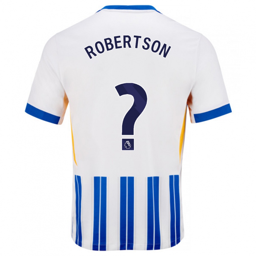 Niño Camiseta Josh Robertson #0 Blanco Azul Rayas 1ª Equipación 2024/25 La Camisa Perú