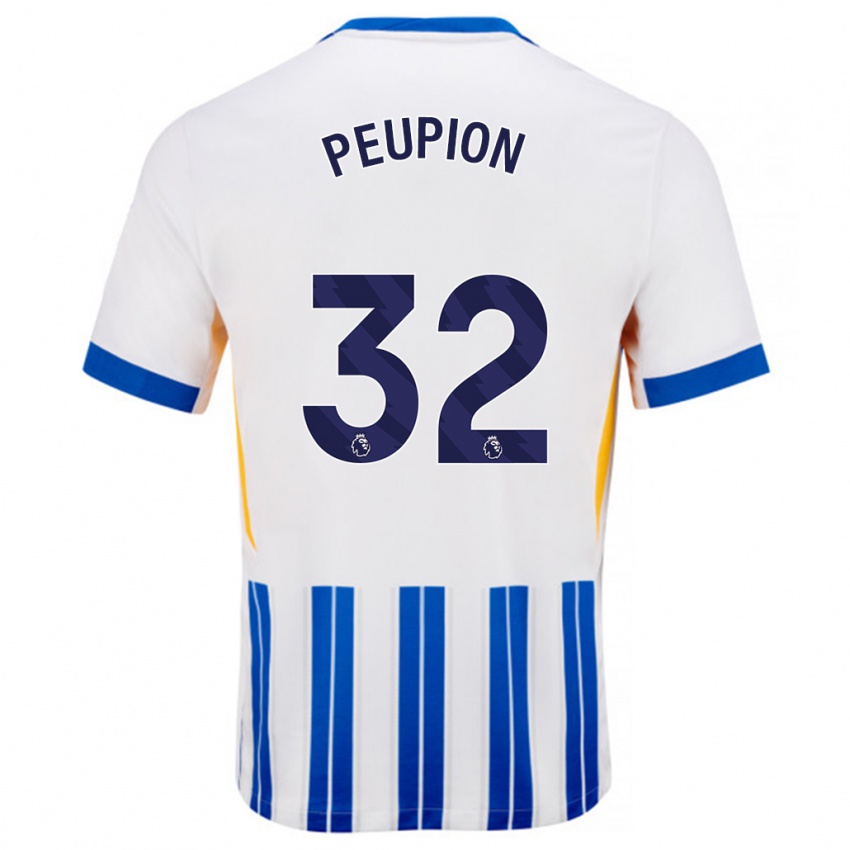 Niño Camiseta Cameron Peupion #32 Blanco Azul Rayas 1ª Equipación 2024/25 La Camisa Perú