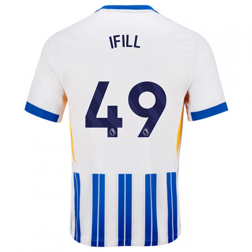 Niño Camiseta Marcus Ifill #49 Blanco Azul Rayas 1ª Equipación 2024/25 La Camisa Perú