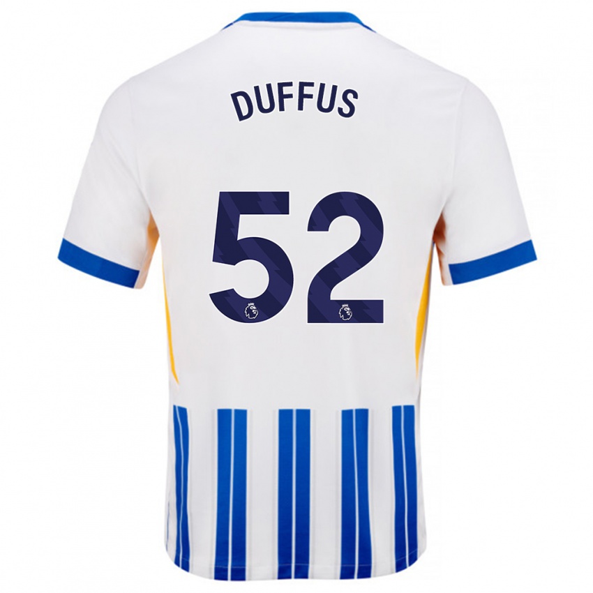 Niño Camiseta Josh Duffus #52 Blanco Azul Rayas 1ª Equipación 2024/25 La Camisa Perú