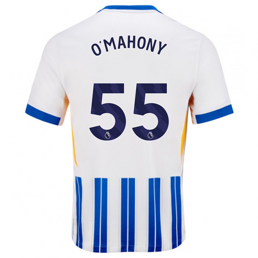 Niño Camiseta Mark O'mahony #55 Blanco Azul Rayas 1ª Equipación 2024/25 La Camisa Perú