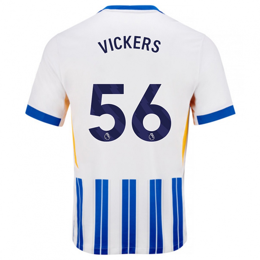 Niño Camiseta Caylan Vickers #56 Blanco Azul Rayas 1ª Equipación 2024/25 La Camisa Perú