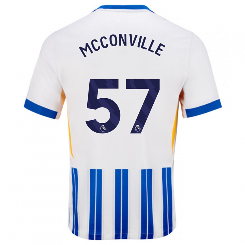 Niño Camiseta Ruairi Mcconville #57 Blanco Azul Rayas 1ª Equipación 2024/25 La Camisa Perú