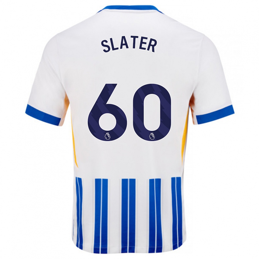 Niño Camiseta Jacob Slater #60 Blanco Azul Rayas 1ª Equipación 2024/25 La Camisa Perú