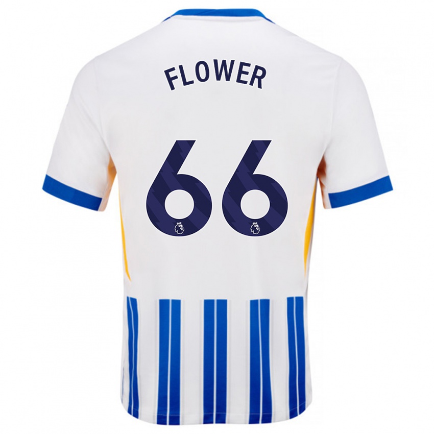 Niño Camiseta Louis Flower #66 Blanco Azul Rayas 1ª Equipación 2024/25 La Camisa Perú