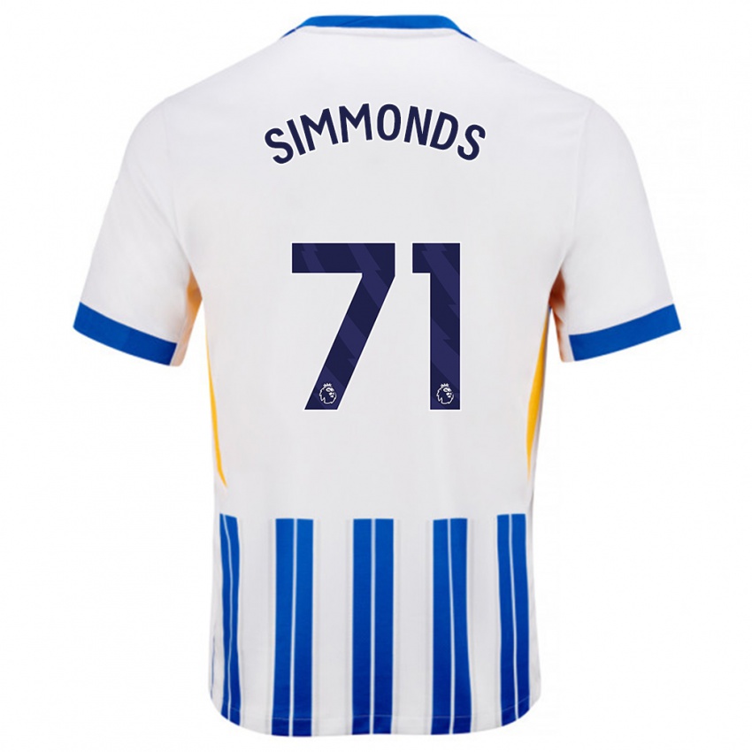 Niño Camiseta Freddie Simmonds #71 Blanco Azul Rayas 1ª Equipación 2024/25 La Camisa Perú