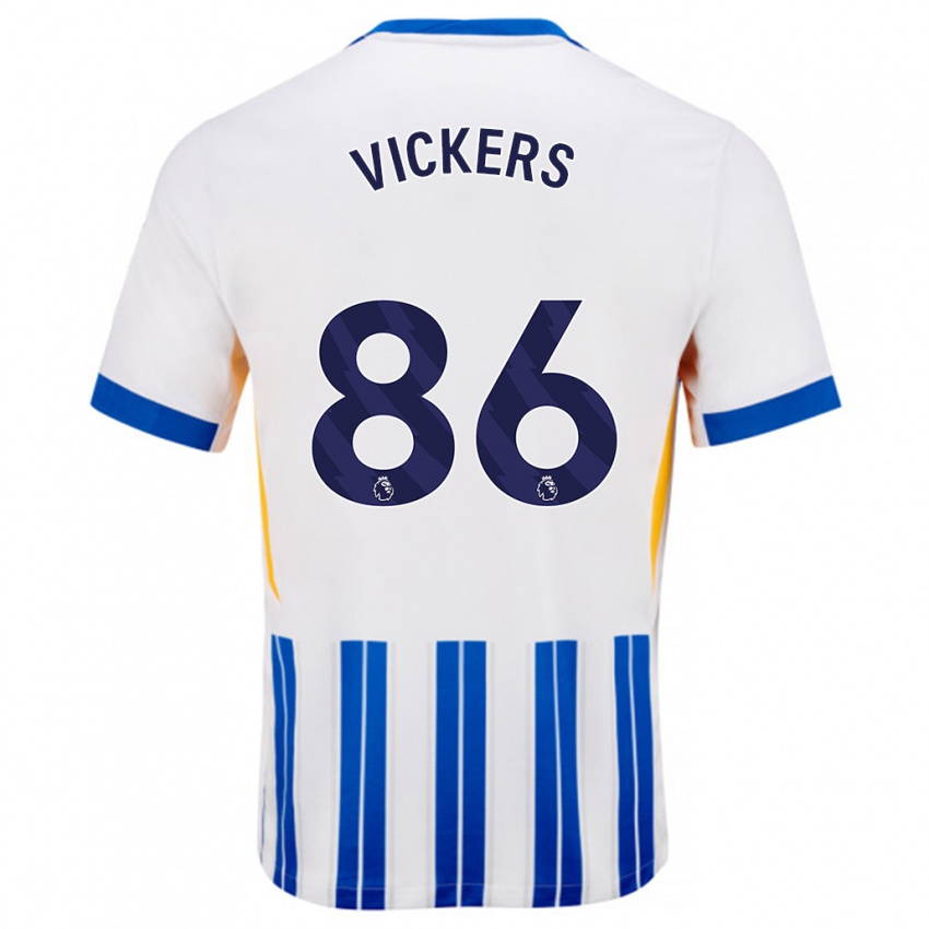 Niño Camiseta Jacob Vickers #86 Blanco Azul Rayas 1ª Equipación 2024/25 La Camisa Perú