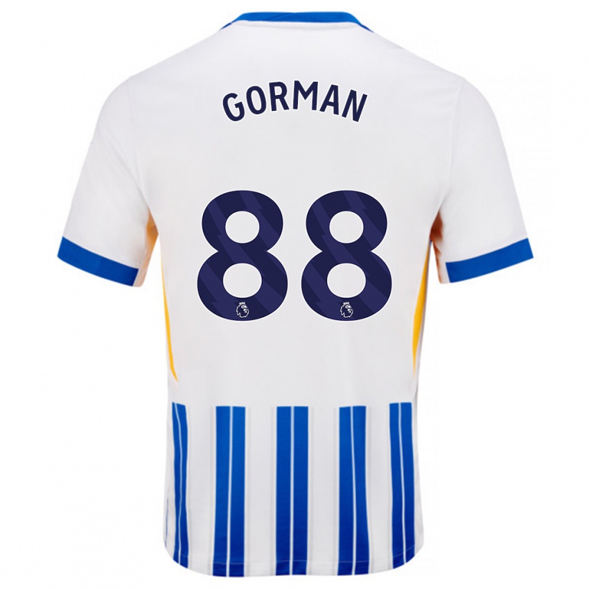 Niño Camiseta Ronnie Gorman #88 Blanco Azul Rayas 1ª Equipación 2024/25 La Camisa Perú