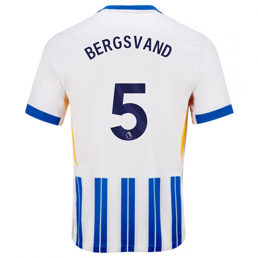 Niño Camiseta Guro Bergsvand #5 Blanco Azul Rayas 1ª Equipación 2024/25 La Camisa Perú