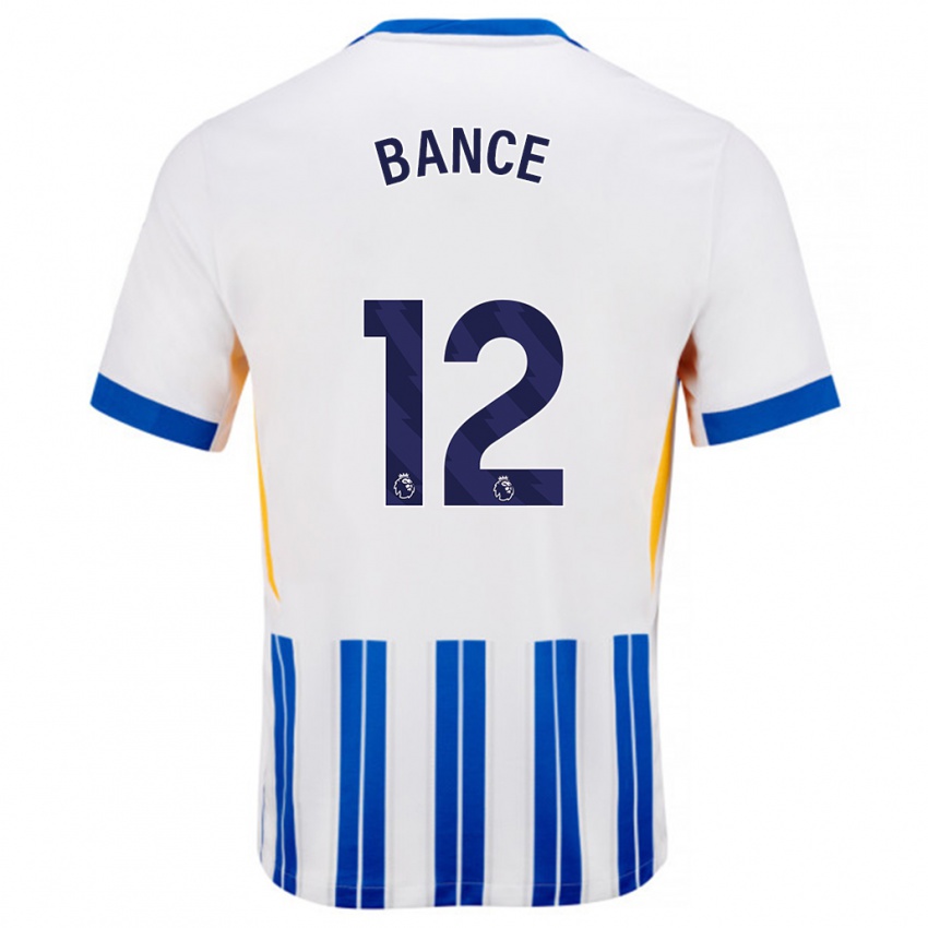 Niño Camiseta Libby Bance #12 Blanco Azul Rayas 1ª Equipación 2024/25 La Camisa Perú