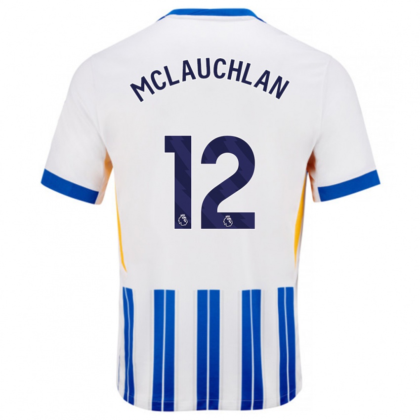 Niño Camiseta Rachel Mclauchlan #12 Blanco Azul Rayas 1ª Equipación 2024/25 La Camisa Perú