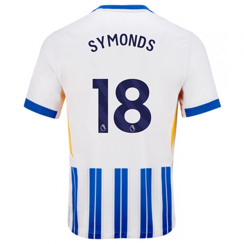 Niño Camiseta Maisie Symonds #18 Blanco Azul Rayas 1ª Equipación 2024/25 La Camisa Perú