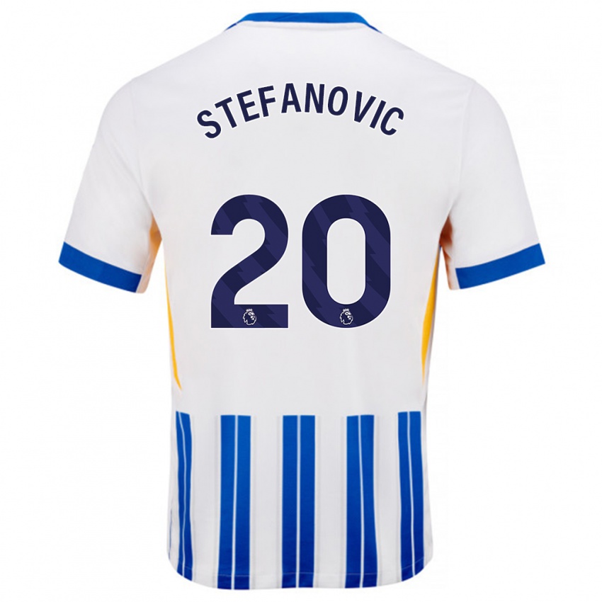 Niño Camiseta Dejana Stefanović #20 Blanco Azul Rayas 1ª Equipación 2024/25 La Camisa Perú