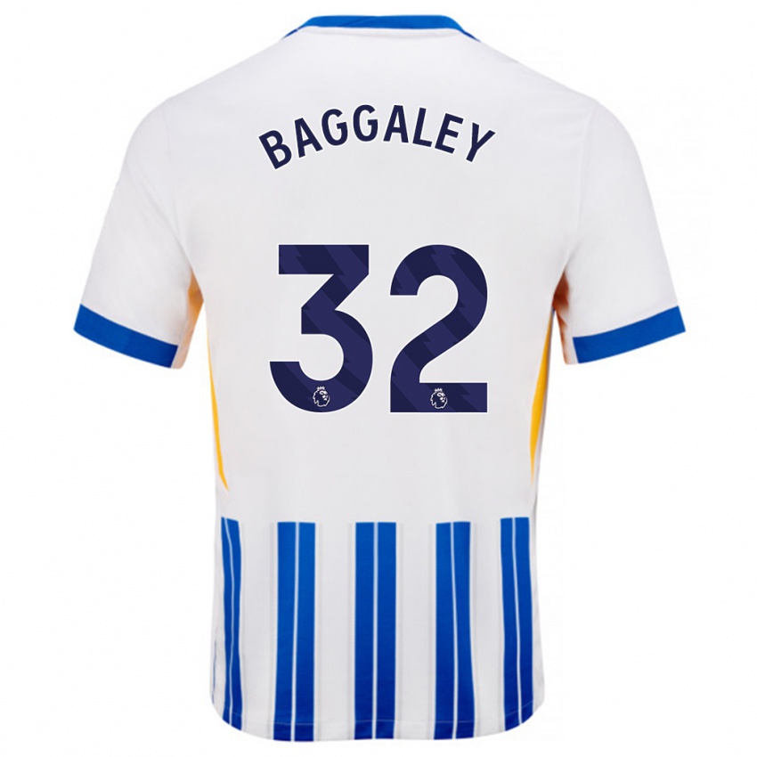 Niño Camiseta Sophie Baggaley #32 Blanco Azul Rayas 1ª Equipación 2024/25 La Camisa Perú