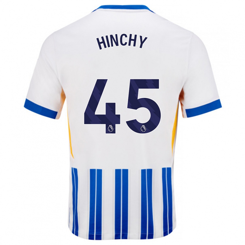 Niño Camiseta Jack Hinchy #45 Blanco Azul Rayas 1ª Equipación 2024/25 La Camisa Perú