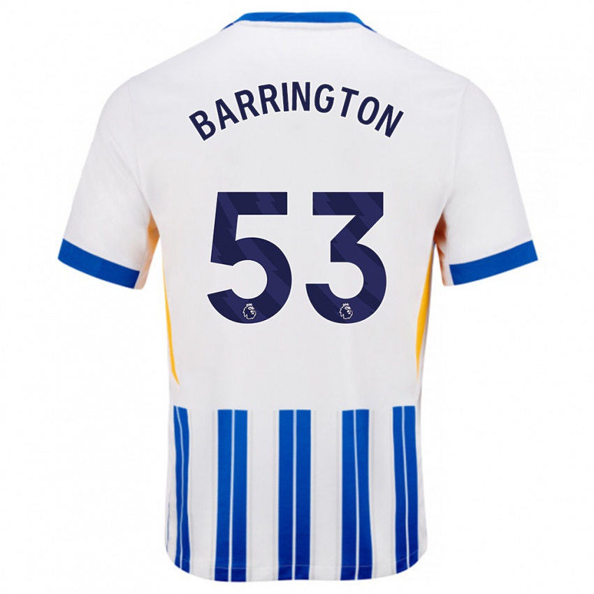 Niño Camiseta Luca Barrington #53 Blanco Azul Rayas 1ª Equipación 2024/25 La Camisa Perú