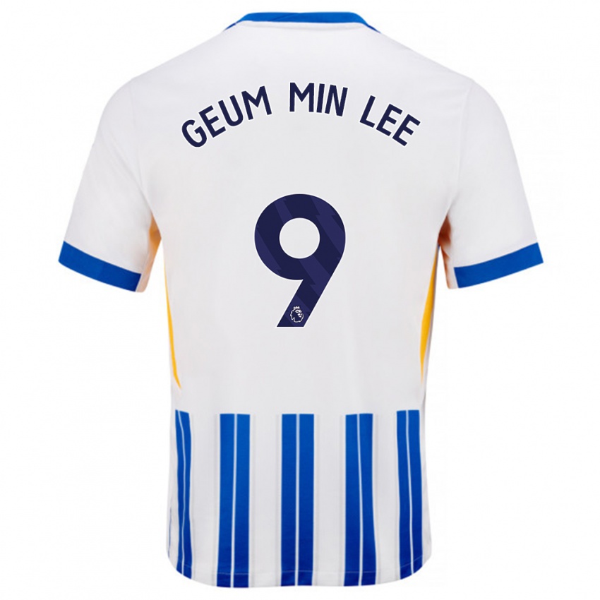 Niño Camiseta Lee Geum-Min #9 Blanco Azul Rayas 1ª Equipación 2024/25 La Camisa Perú