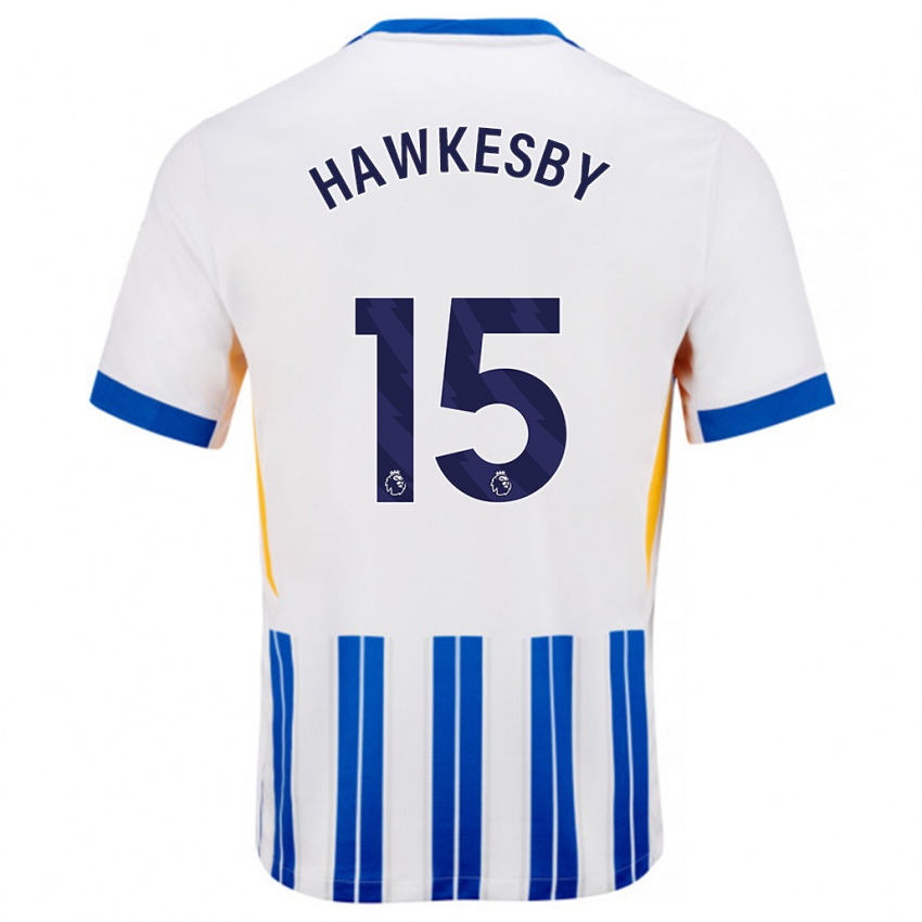 Niño Camiseta Mackenzie Hawkesby #15 Blanco Azul Rayas 1ª Equipación 2024/25 La Camisa Perú