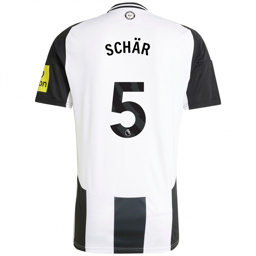 Niño Camiseta Fabian Schär #5 Blanco Negro 1ª Equipación 2024/25 La Camisa Perú