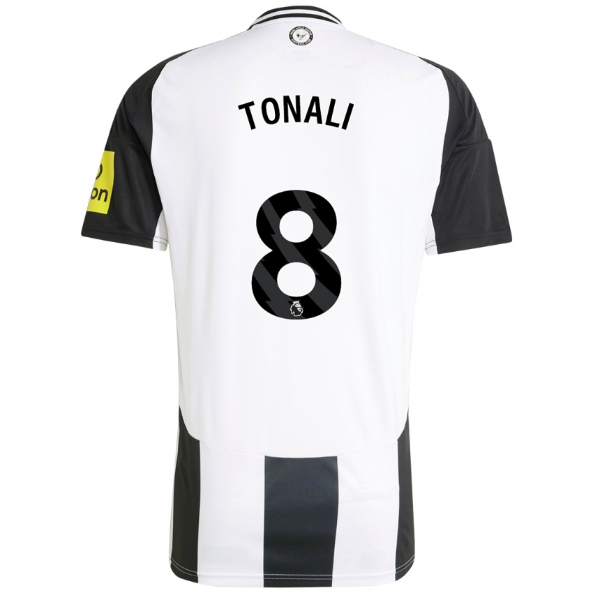 Niño Camiseta Sandro Tonali #8 Blanco Negro 1ª Equipación 2024/25 La Camisa Perú