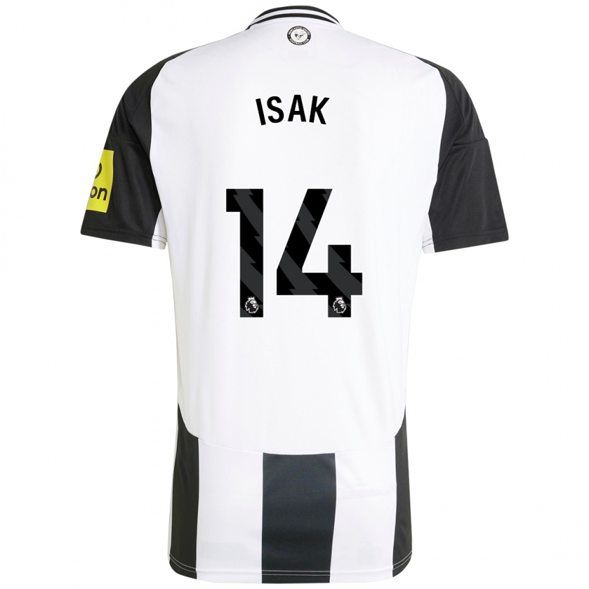 Niño Camiseta Alexander Isak #14 Blanco Negro 1ª Equipación 2024/25 La Camisa Perú