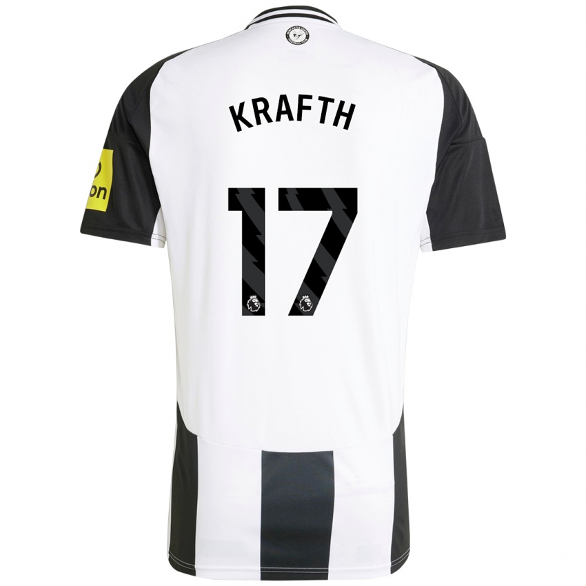 Niño Camiseta Emil Krafth #17 Blanco Negro 1ª Equipación 2024/25 La Camisa Perú