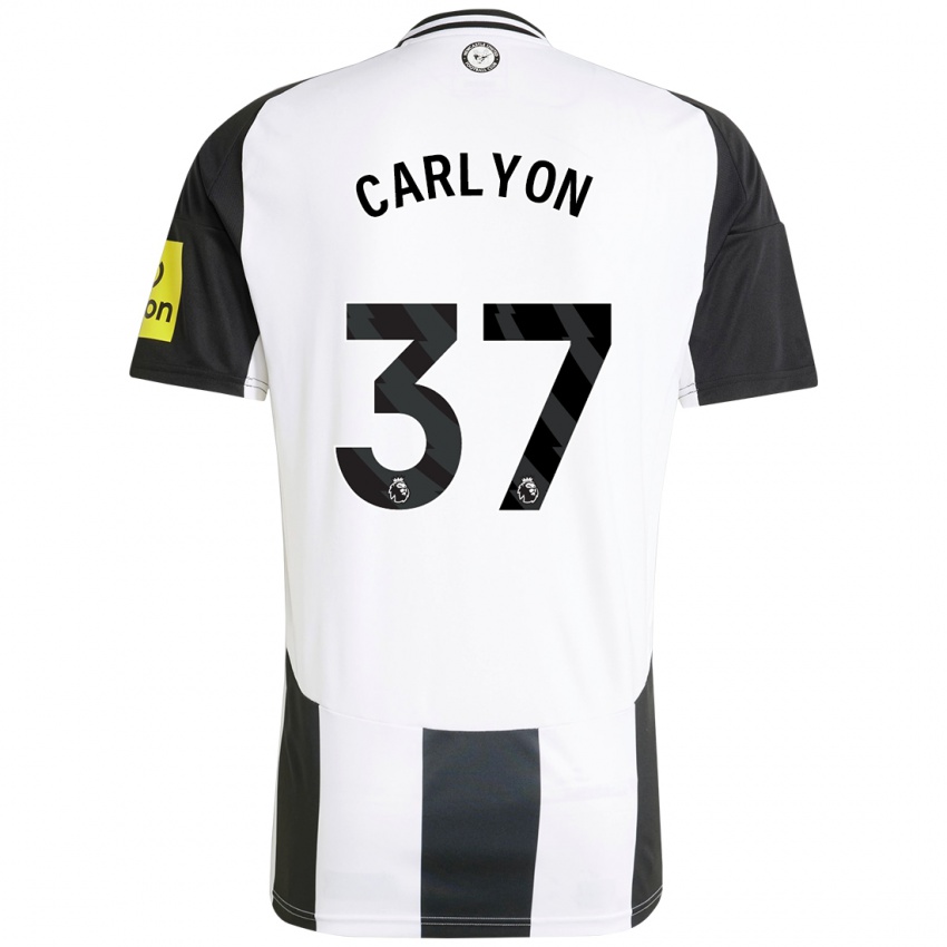 Niño Camiseta Nathan Carlyon #37 Blanco Negro 1ª Equipación 2024/25 La Camisa Perú