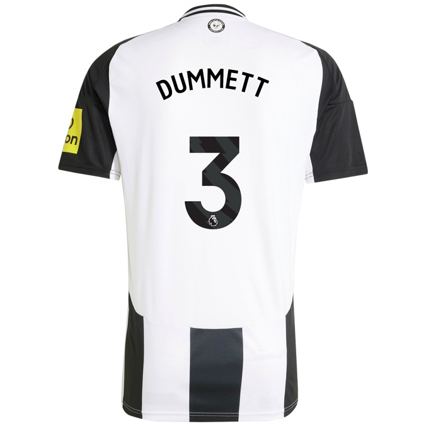 Niño Camiseta Paul Dummett #3 Blanco Negro 1ª Equipación 2024/25 La Camisa Perú