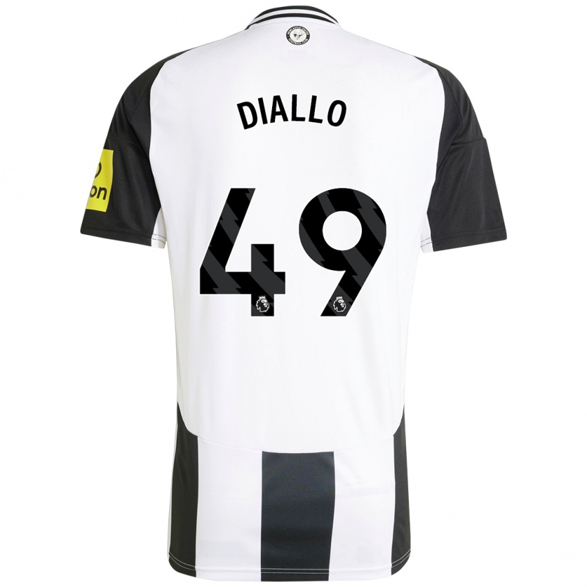 Niño Camiseta Amadou Diallo #49 Blanco Negro 1ª Equipación 2024/25 La Camisa Perú