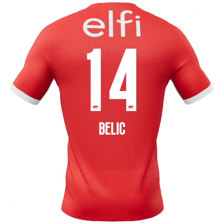 Niño Camiseta Kristijan Belic #14 Rojo Blanco 1ª Equipación 2024/25 La Camisa Perú