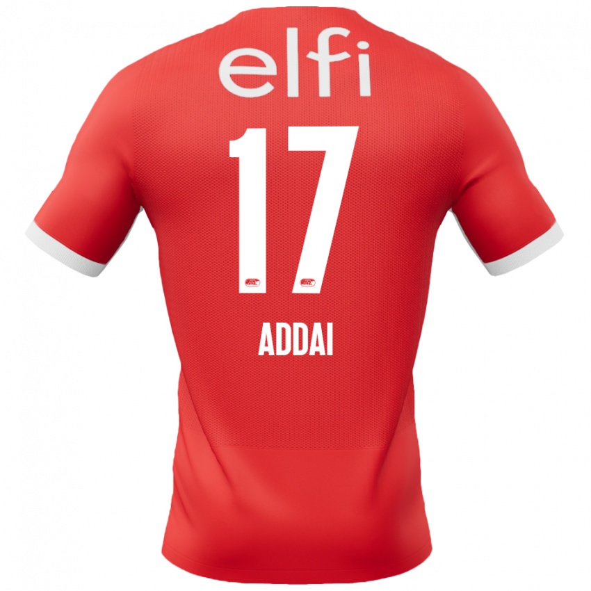 Niño Camiseta Jayden Addai #17 Rojo Blanco 1ª Equipación 2024/25 La Camisa Perú