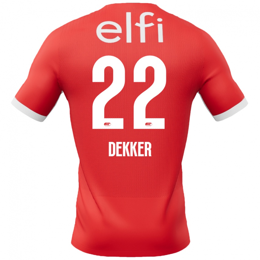 Niño Camiseta Maxim Dekker #22 Rojo Blanco 1ª Equipación 2024/25 La Camisa Perú