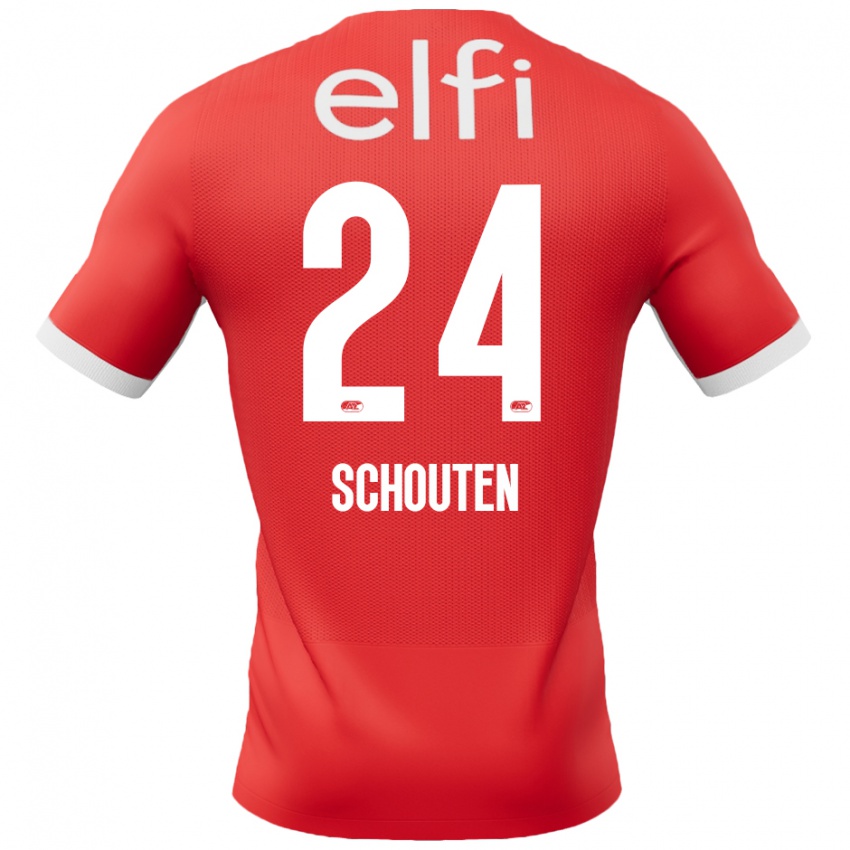 Niño Camiseta Lewis Schouten #24 Rojo Blanco 1ª Equipación 2024/25 La Camisa Perú