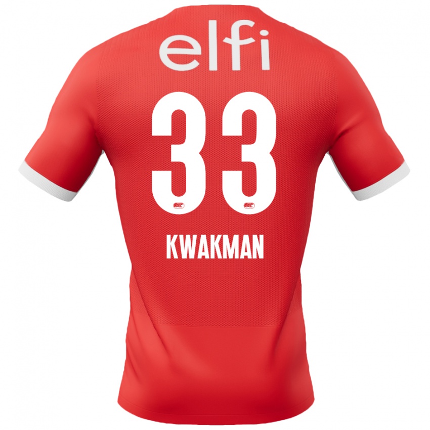 Niño Camiseta Dave Kwakman #33 Rojo Blanco 1ª Equipación 2024/25 La Camisa Perú