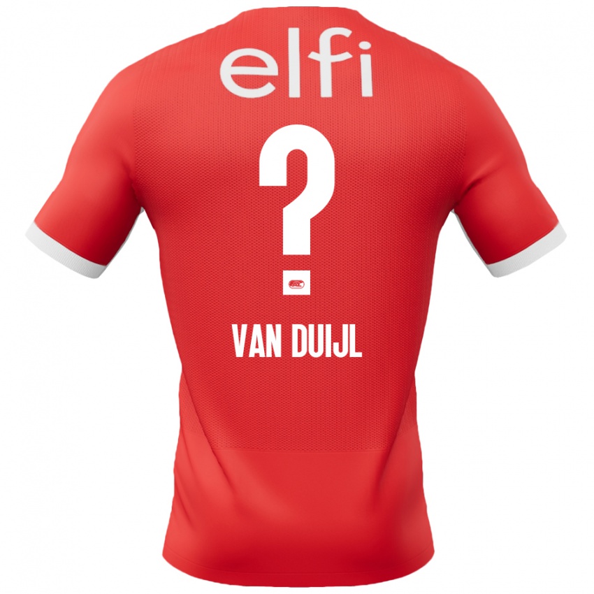 Niño Camiseta Billy Van Duijl #0 Rojo Blanco 1ª Equipación 2024/25 La Camisa Perú