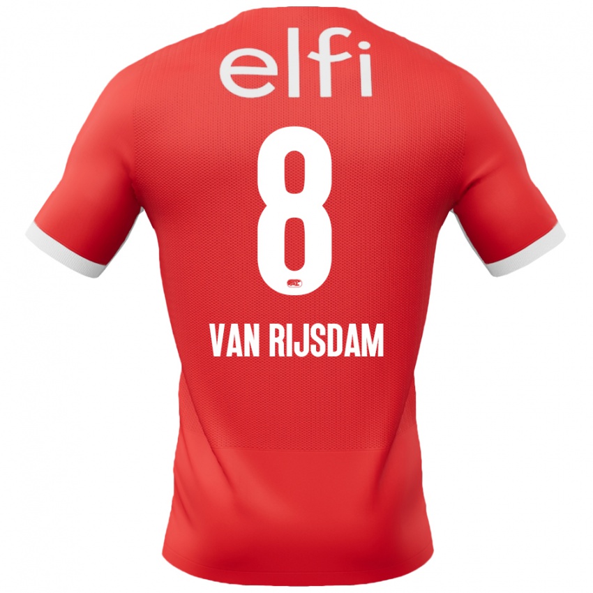 Niño Camiseta Julian Van Rijsdam #8 Rojo Blanco 1ª Equipación 2024/25 La Camisa Perú