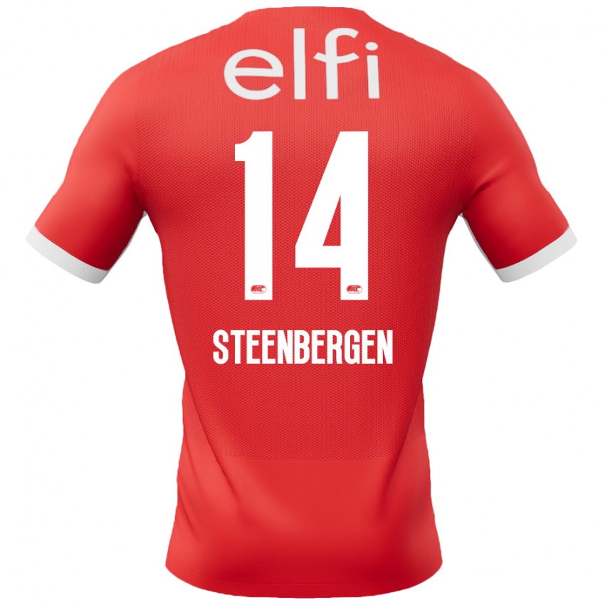 Niño Camiseta Thom Steenbergen #14 Rojo Blanco 1ª Equipación 2024/25 La Camisa Perú