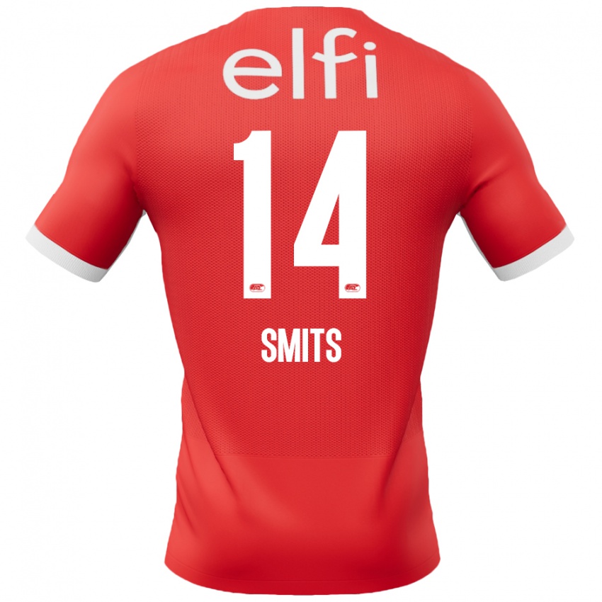 Niño Camiseta Anthony Smits #14 Rojo Blanco 1ª Equipación 2024/25 La Camisa Perú