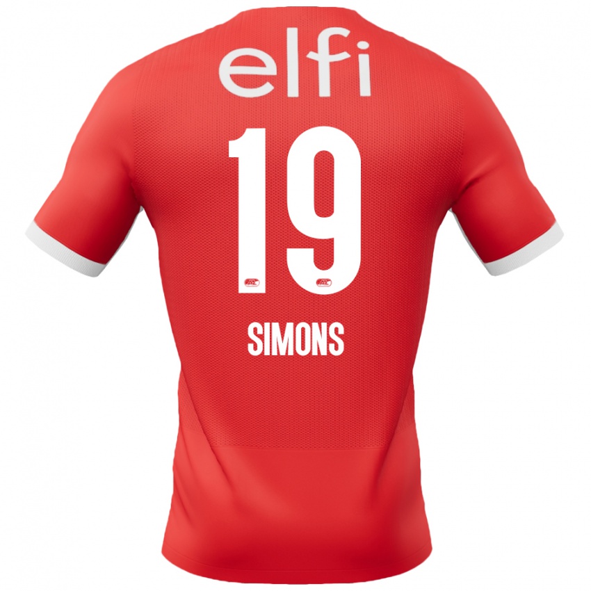 Niño Camiseta Saviola Simons #19 Rojo Blanco 1ª Equipación 2024/25 La Camisa Perú