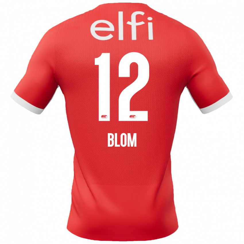 Niño Camiseta Robin Blom #12 Rojo Blanco 1ª Equipación 2024/25 La Camisa Perú