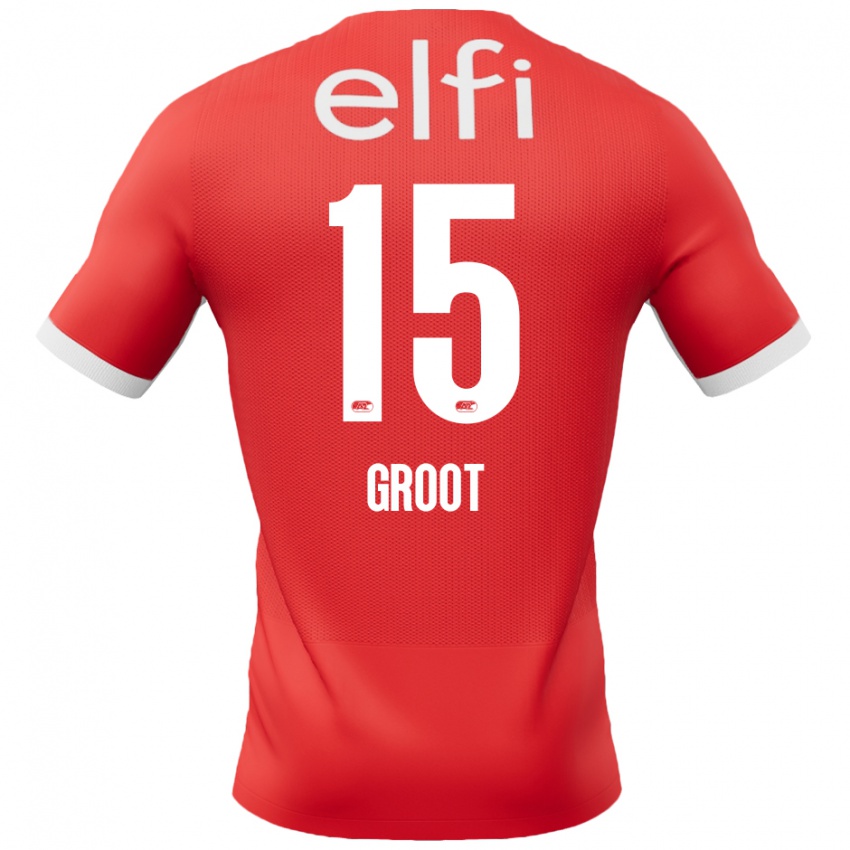 Niño Camiseta Pleun Groot #15 Rojo Blanco 1ª Equipación 2024/25 La Camisa Perú