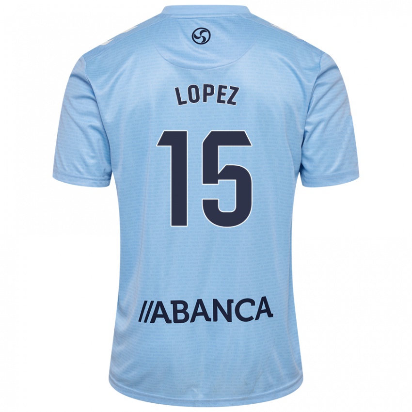 Niño Camiseta Fer López #15 Azul Cielo 1ª Equipación 2024/25 La Camisa Perú