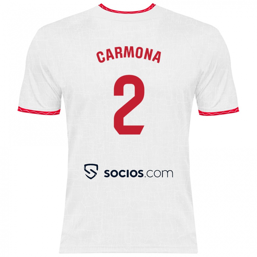 Niño Camiseta José Ángel Carmona #2 Blanco Rojo 1ª Equipación 2024/25 La Camisa Perú