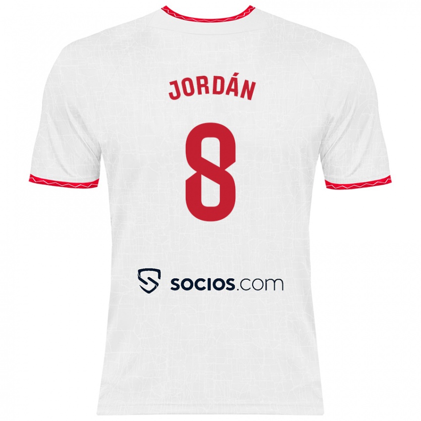 Niño Camiseta Joan Jordán #8 Blanco Rojo 1ª Equipación 2024/25 La Camisa Perú