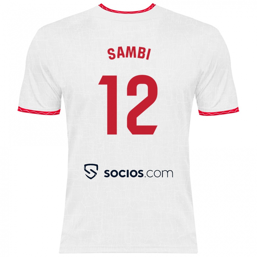 Niño Camiseta Albert Sambi Lokonga #12 Blanco Rojo 1ª Equipación 2024/25 La Camisa Perú