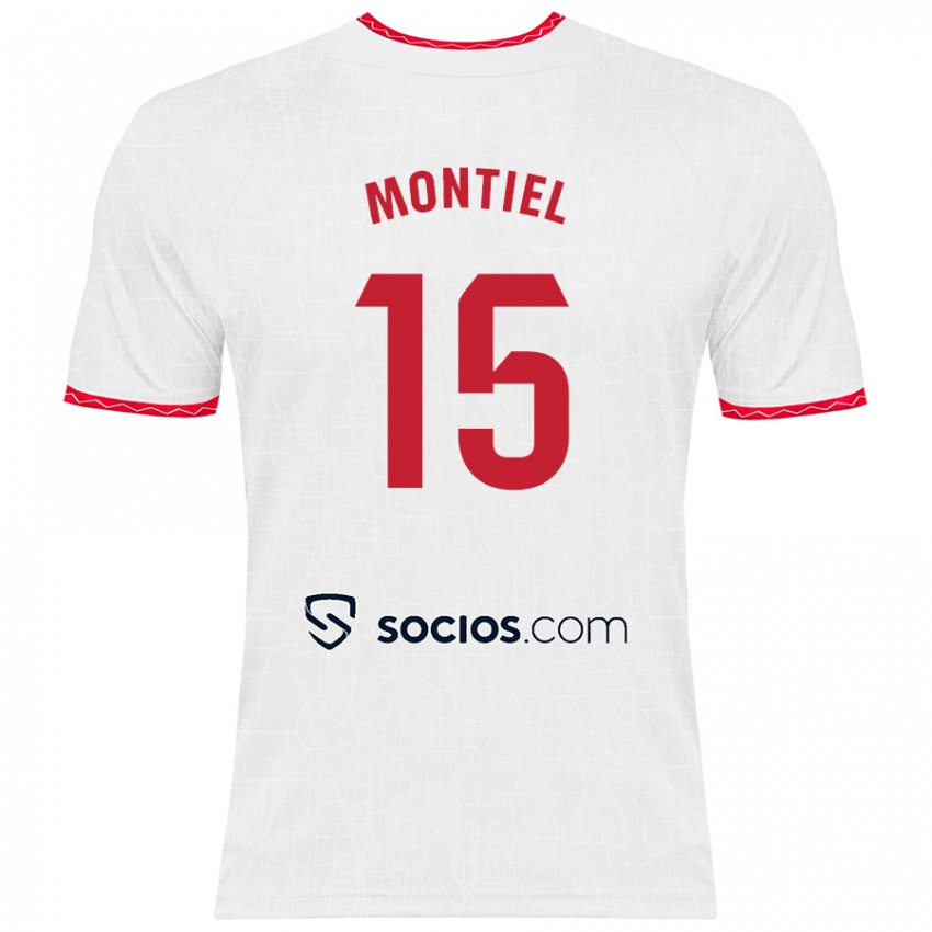 Niño Camiseta Gonzalo Montiel #15 Blanco Rojo 1ª Equipación 2024/25 La Camisa Perú