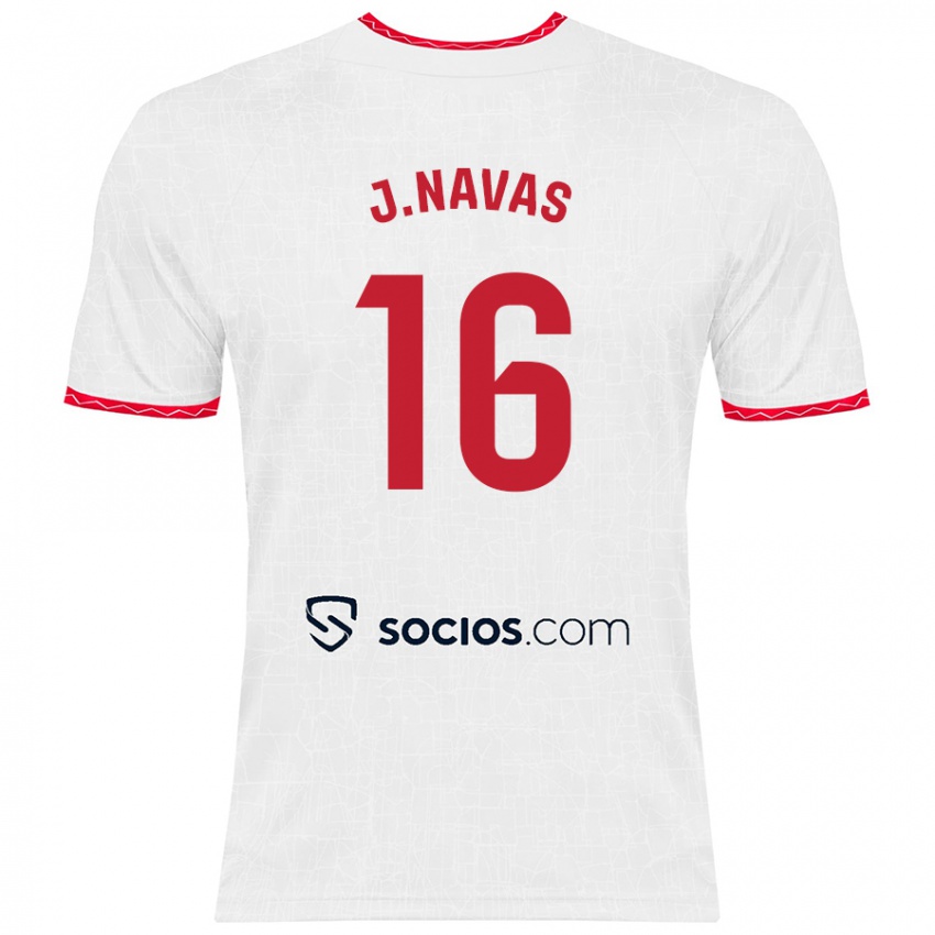 Niño Camiseta Jesús Navas #16 Blanco Rojo 1ª Equipación 2024/25 La Camisa Perú