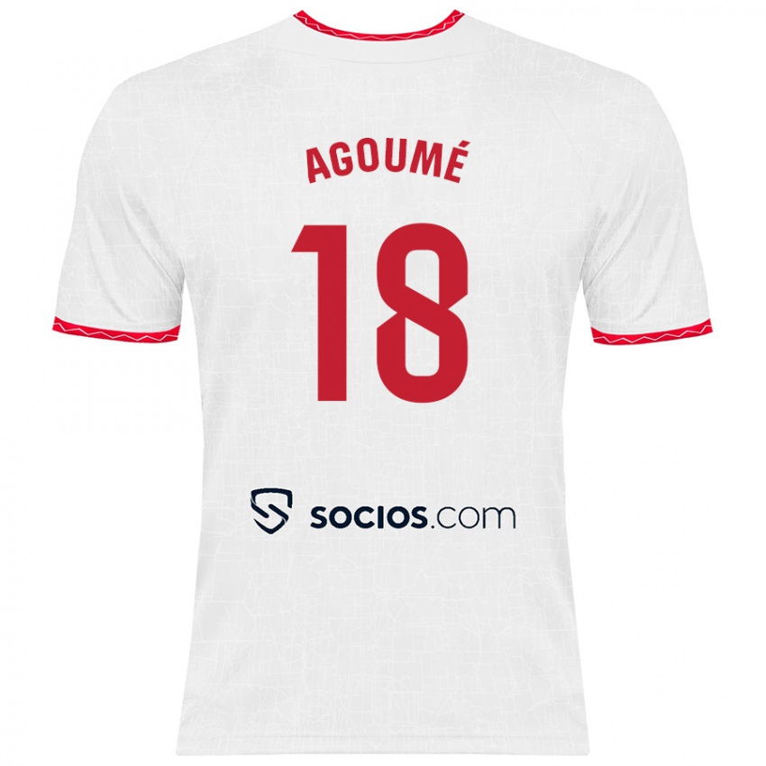 Niño Camiseta Lucien Agoume #18 Blanco Rojo 1ª Equipación 2024/25 La Camisa Perú