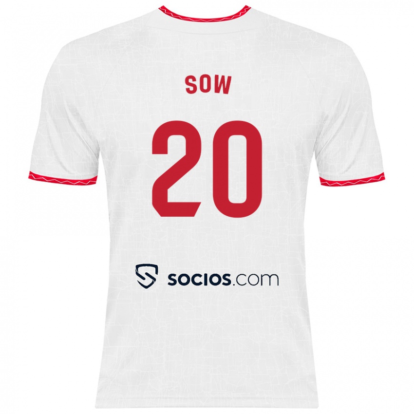 Niño Camiseta Djibril Sow #20 Blanco Rojo 1ª Equipación 2024/25 La Camisa Perú